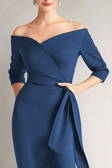 Navy Mermaid Strapless Mother of The Bride Dress